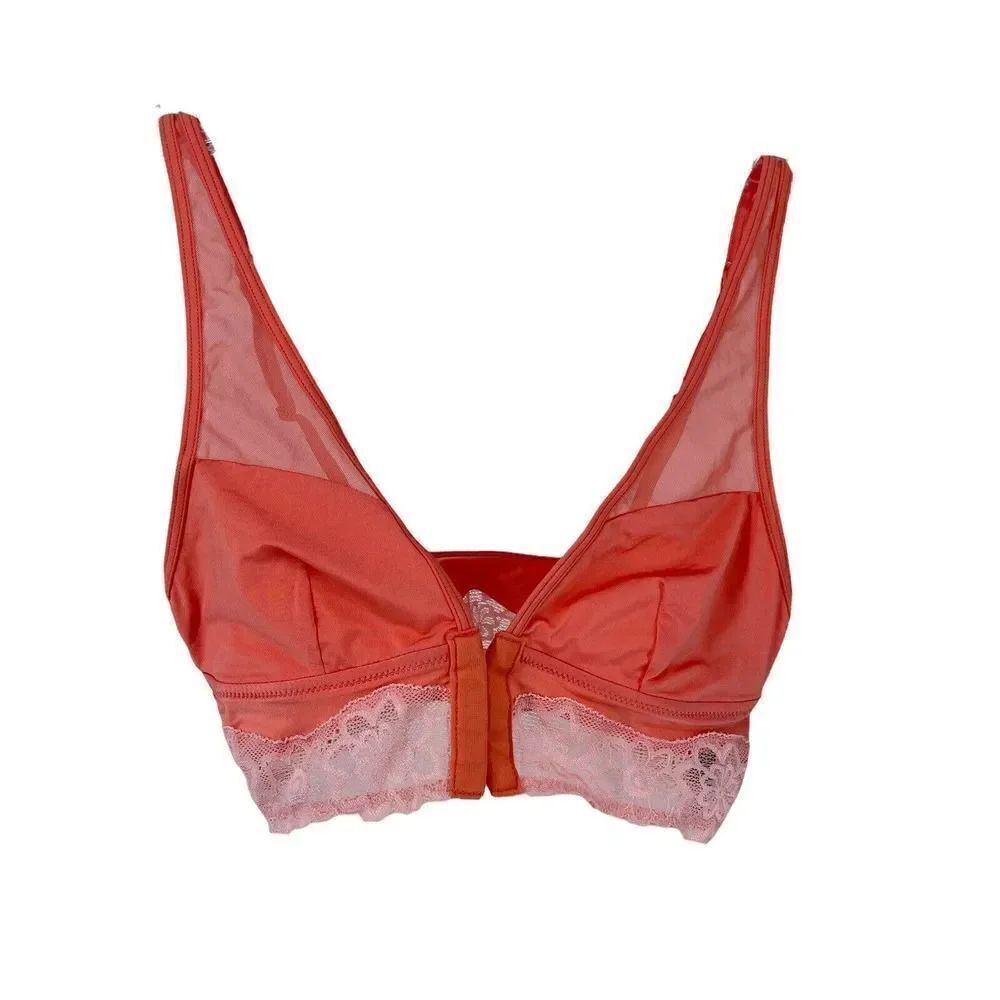 Aerie Bralette XS Front Closure Lace Bra Pink Wireless Un-Padded Sexy Romantic